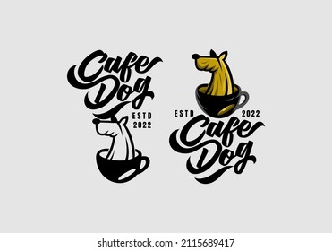 Logo Cafe Hund Vektorgrafik Vorlage mit einfachem elegantem Design gut für jede Branche
