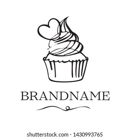 logo for a cafe or pastry shop hand-drawn. Cute cartoon vector illustration