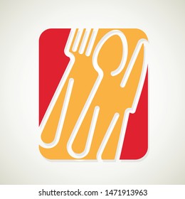Logo of a cafe or restaurant made of forks, spoons and knives