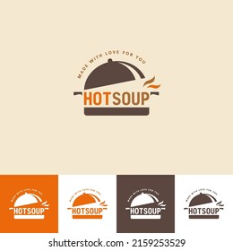 Logo für Café, Restaurant, Shop. Logo mit dem Bild eines Topfes, Bratpfanne. 