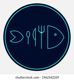 logotipo de una cafetería con marisco en forma de tenedor, cuchara y cuchillo