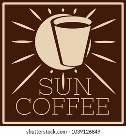 logo of cafe with sun and glass