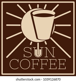 logo of cafe with sun and glass