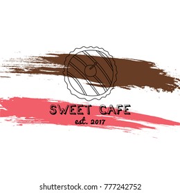 Logo for cafe in vector. Cupcake illustration