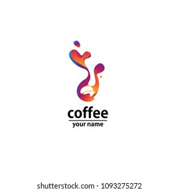 Logo cafe wave abstract colorful. Rainbow splashing logo