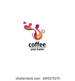 Logo cafe wave abstract colorful. Rainbow splashing logo