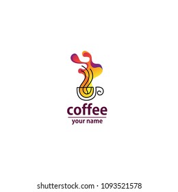Logo cafe wave abstract colorful. Rainbow splashing logo