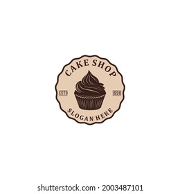 logo for cake shop with delicious cake illustration