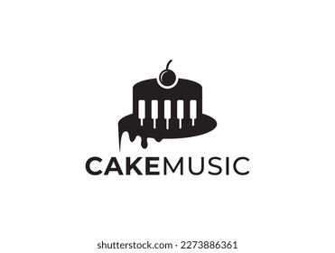 logo cake white piano symbol design illustration