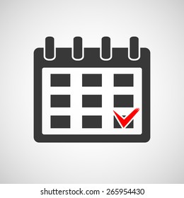 Logo calendar with a check mark. Vector image.