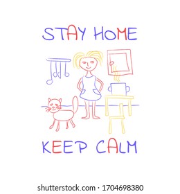 Logo with a call to stay at home. Symbol of the fight against coronavirus. Vector EPS10
