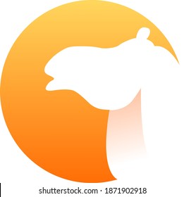 Logo-Kamel-orangefarbener weißer Kreis