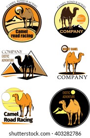Logo camel ride, camel, emblem, tourism, excursion, recreation, trip