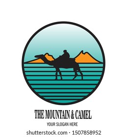 logo camel and traveler across the desert and mountain 