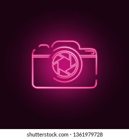logo camera icon. Elements of Photo in neon style icons. Simple icon for websites, web design, mobile app, info graphics