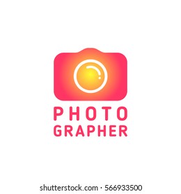 Logo camera in line art style. Positive logo for the photographer or studio.