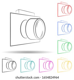 ícono de estilo multicolor de cámara con logotipo. Glifo simple, vector plano de iconos de fotos para ui y ux, sitio web o aplicación móvil