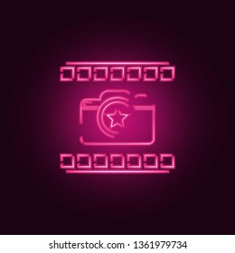 logo camera and ribbon icon. Elements of Photo in neon style icons. Simple icon for websites, web design, mobile app, info graphics