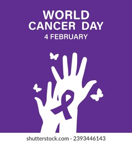 Logo de la campaña por el Día Mundial del Cáncer. Afiche o fondo del cartel del Día Mundial del Cáncer. Ilustración del vector