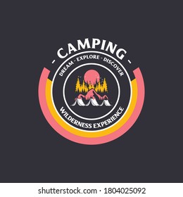 Logo, camping logo element for emblem. illustration logo template easy editable for Your design, Outdoor activity symbol. Tent, fire, wood,.