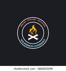 Logo, camping logo element for emblem. illustration logo template easy editable for Your design, Outdoor activity symbol. Tent, fire, wood,.