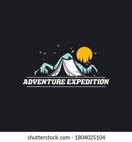 Logo, camping logo element for emblem. illustration logo template easy editable for Your design, Outdoor activity symbol. Tent, fire, wood,.