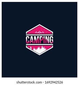 Logotipo, elemento del logotipo del camping para el emblema. Símbolo de actividad al aire libre. 