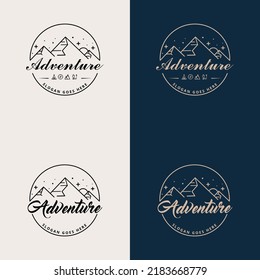 Logo for Camping Mountain Adventure, Mountain Camping Gift, Camping and outdoor adventure emblems
