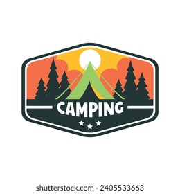 logotipo de la ilustración de camping vectorial
