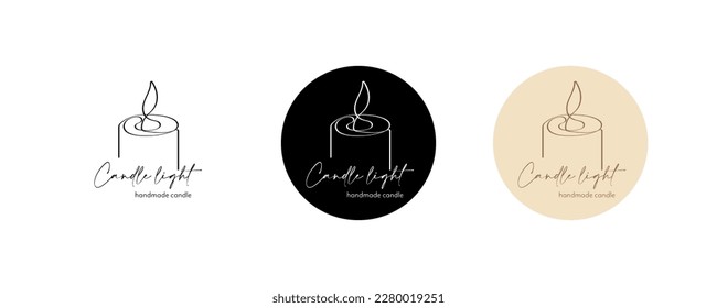 Logo candle light handmade candle in tree different colors black and white, white and black, brown and beige