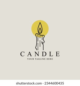  Logo candle line art logo vector concept with emblem illustration template design icon candle design