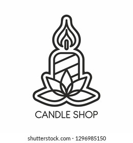 Logo with a candle and lotus. Candle logo.