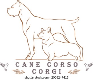 Logo Cane Corso And Corgi Dog