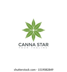 logo canna star, with leafy cannabis and dynamic vector