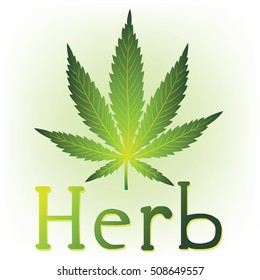 Logo with cannabis leaf.