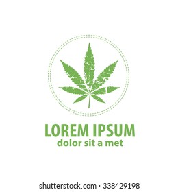Logo cannabis leaf. Vector cannabis grunge emblem. Company logo design