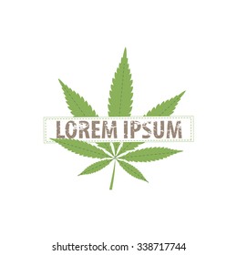 Logo cannabis leaf. Vector cannabis grunge emblem. Company logo design. 