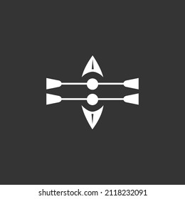 The logo is a canoe symbol with two pairs of oars.