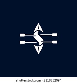 The logo is a canoe symbol with two pairs of oars. Or S letter.