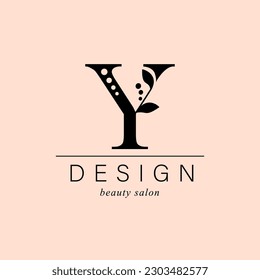 Logo, capital letter y. Monogram of Botanical Minimalistic, Initial. with Organic Plant Elements. 