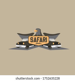 Logo Car Community. Car Safari. Vector Car. Eagle Logo.