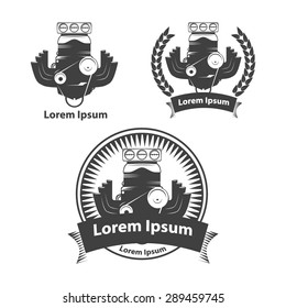 logo with car engine, simple vector illustration