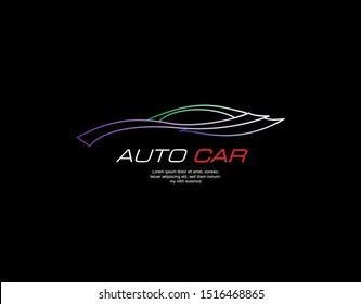 Logo of Car with Modern and Luxury Concept. Racing Car Logo in Monoline Full Color Style. Suitable for Car Showroom, Vehicle Service Company Sign and Symbol. Vector Illustration.