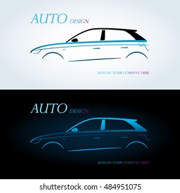 Logo for car on a white background. Auto company logo. Blue and white background.