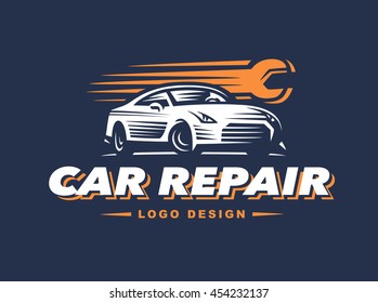 Logo Car Repair On Dark Background