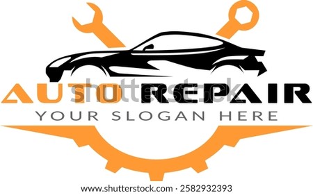 Logo car repair on light background. Features a wrench and gear motif, symbolizing automotive maintenance and expertise. Ideal for branding, workshops, and service businesses. Clean and modern design.