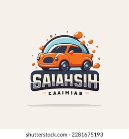 logo for car wash company, flat color, vector