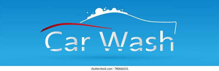 Logo car wash. Element for design, advertising, promotion of dairy products. Vector illustration.