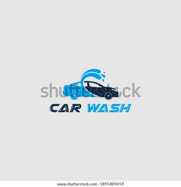 logo for car wash with illustration of a\
car splashed with water until it becomes\
clean
