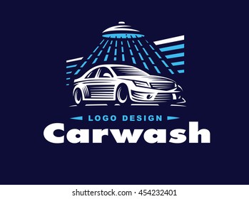 Logo car wash on dark background.